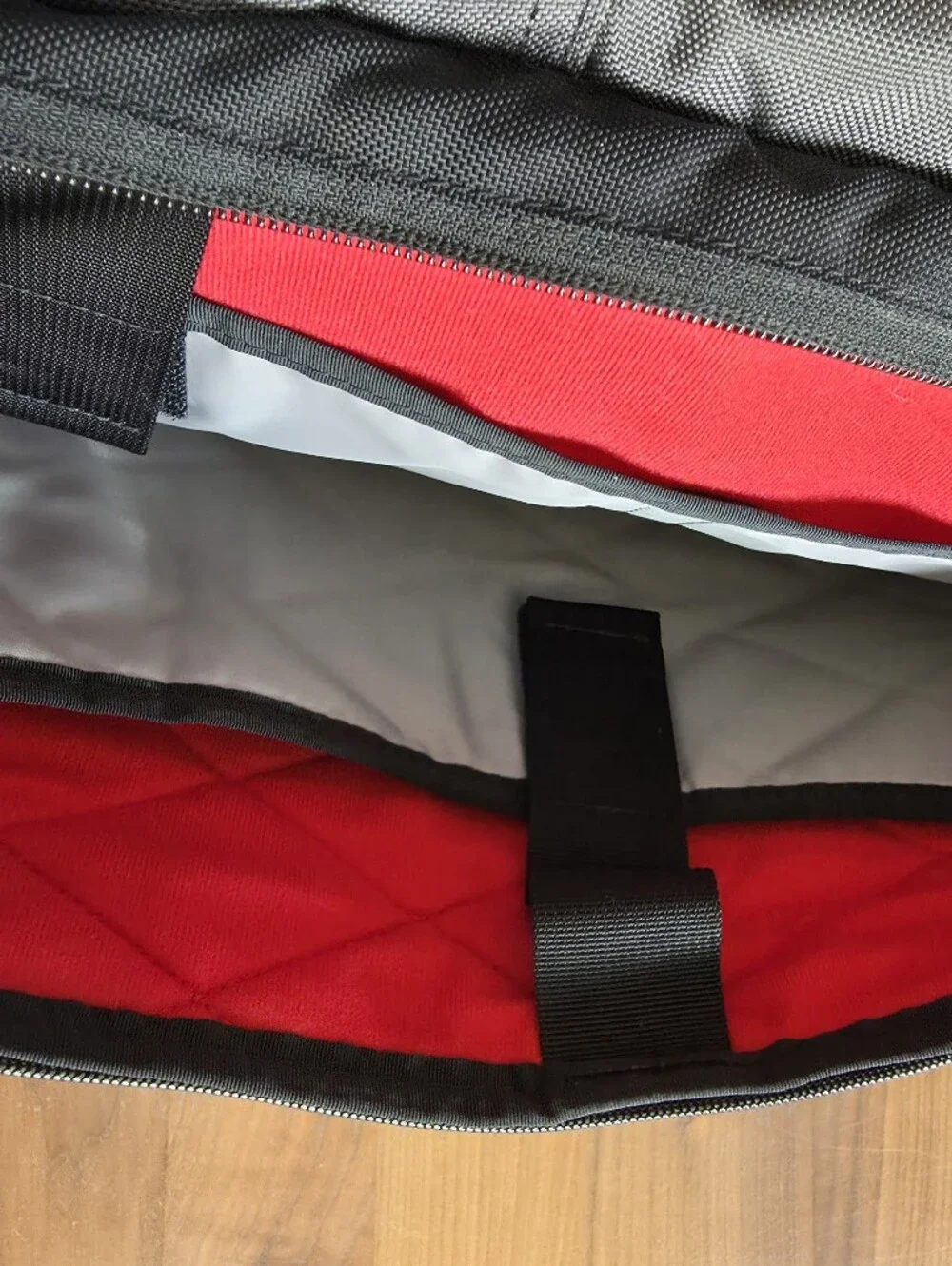 Timbuk2 Large Gray Black Messenger Padded Laptop Bag with Orange Rainfly